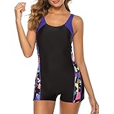 sand's coast Womens Boyleg One Piece Athletic Swimsuits with Shorts Sport Bathing Suit Racerback Swimwear Teens Girl