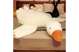 SRUTIRBO Giant White Goose Plush-35 in Soft Furry Swan Stuffed Animal Pillow,Huge Goose Plush Hugging Pillow Gifts for Every Age (35 in)