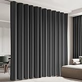 Cbsroro Room Divider Curtains, Blackout Ceiling Track Curtains with Hooks Wall Dividers for Bedroom Living Room Separation Office Privacy Partition, Noise Reduction, W100 &times; L84 Inch,1 Panel, Black