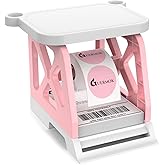 Guermok 3-in-1 Thermal Label Holder Stand for Printer – Desk Organizer for Roll & Fan-Fold Labels, Cable Management, Easy Assembly for Home, Office, Retail & Small Business(Pink)