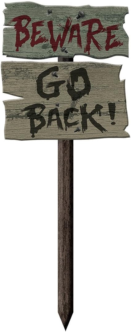 Amscan Halloween Huten Sie Sich Vor Zuruck Mdf Garten Rasen Zeichen Amazon De Spielzeug