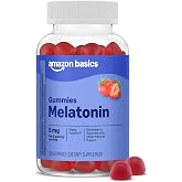 Amazon Basics Melatonin 5mg, 120 Gummies (2 per Serving), Strawberry, Packaging May Vary