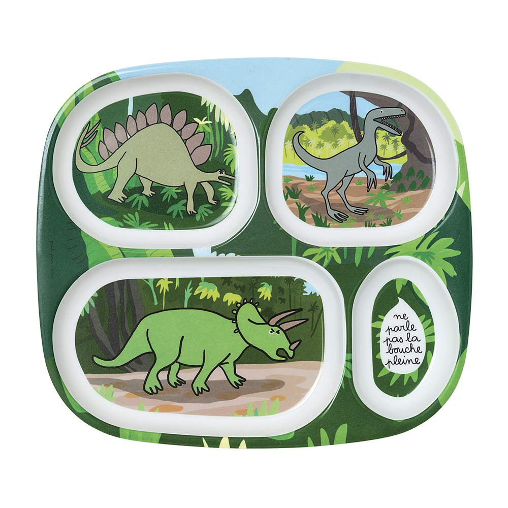 Petit Jour Paris - 4-Compartment Serving Tray Dinosaurs - to Increase The sens of Taste!