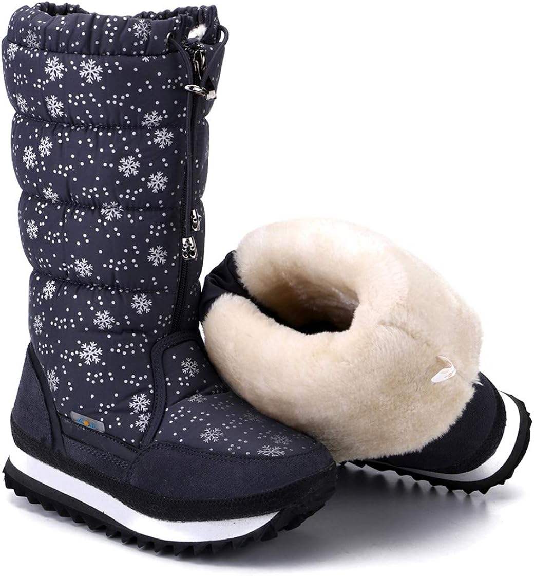  | DADAWEN Women's Winter Waterproof Fur Lined Frosty Snow Boots | Snow Boots