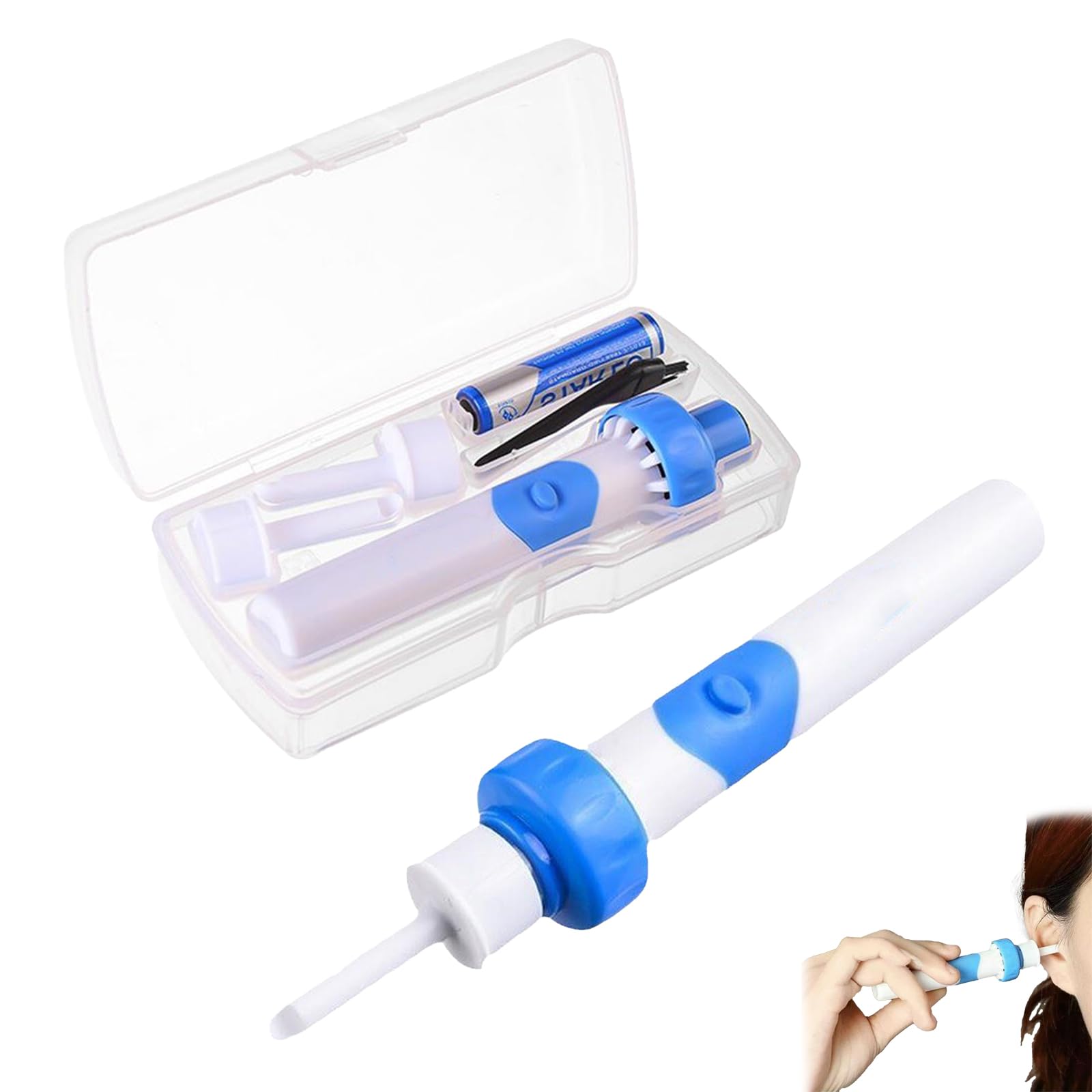 Photo 1 of *MINOR DAMAGE - USED*
Ear Savvy Vacuum Ear Wax Remover Electric Vacuum Cleaner Suction Earwax Remove, Cordless Earsavvy Ear Wax Removal Tool Kit with 2 Soft Replacement Heads (1PCS)