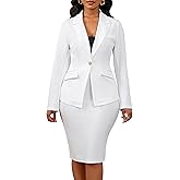 Women 2 Piece Skirt Suit Set Business Professional Blazer Dress Jacket and Pencil Skirts Sets