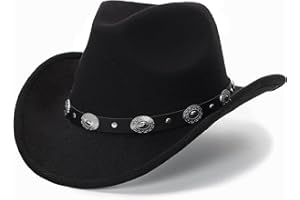 UTALY Western Cowboy Hat for Men Women Classic Fedora Hat with Buckle Belt (Size:M-L)