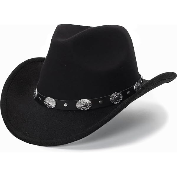 Chapeau Cowboy Vintage Feutre Laine Unisexe SSLA - Large Bord Turquoise 57 Cm