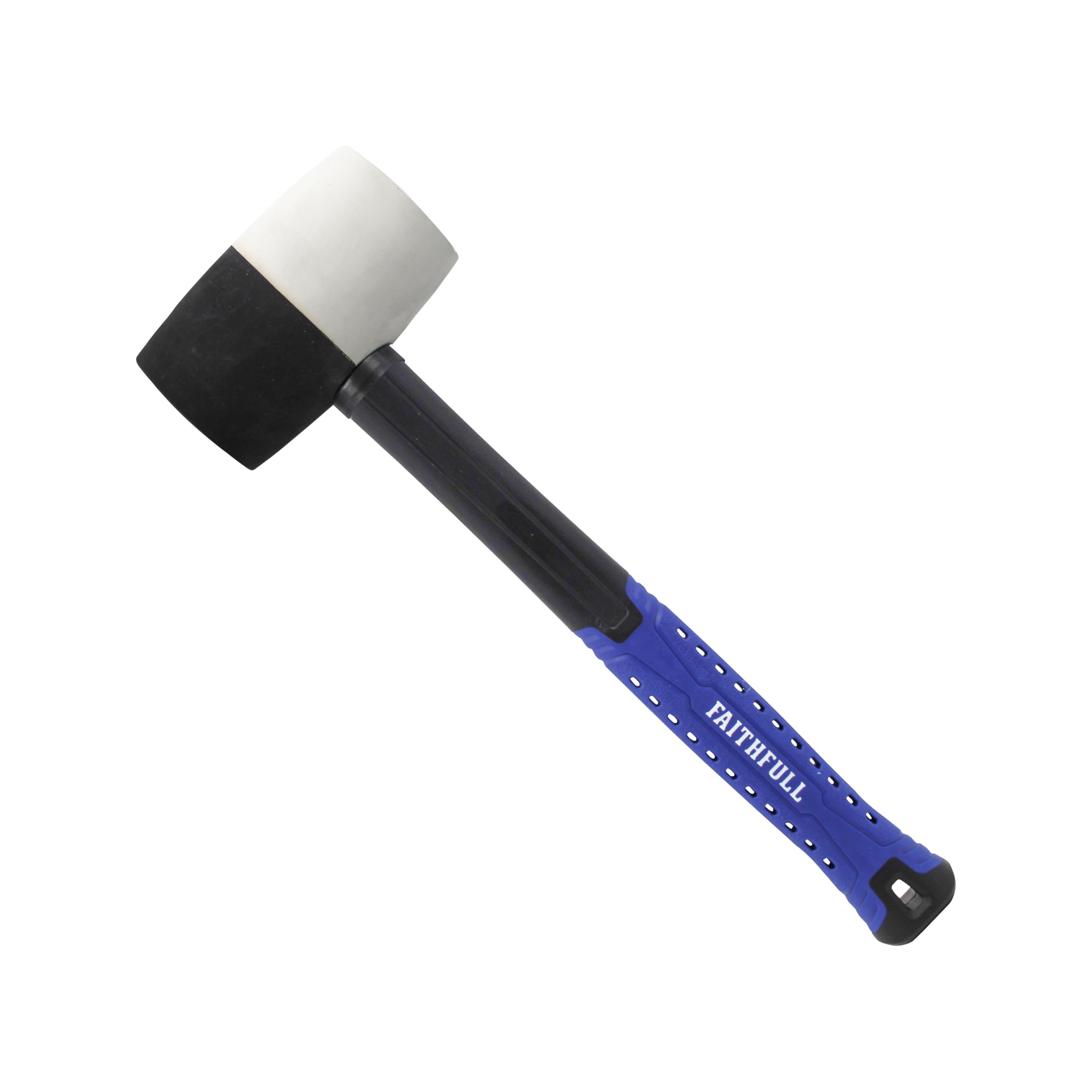Faithfull Combination Rubber Mallet 680g (24oz) – Dual-Face Black & White Rubber Head with High-Strength Fibreglass Shaft & Ergonomic Non-Slip Grip for Assembly, Flooring & Non-Damaging Striking Tasks