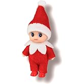 LitoMagic Baby Elf Doll 4 Inch, Red Jumpsuit Christmas Figure | 4 inch baby elf in a red jumpsuit; movable head, arms and legs; shelf sitter, stocking stuffer and Christmas decor