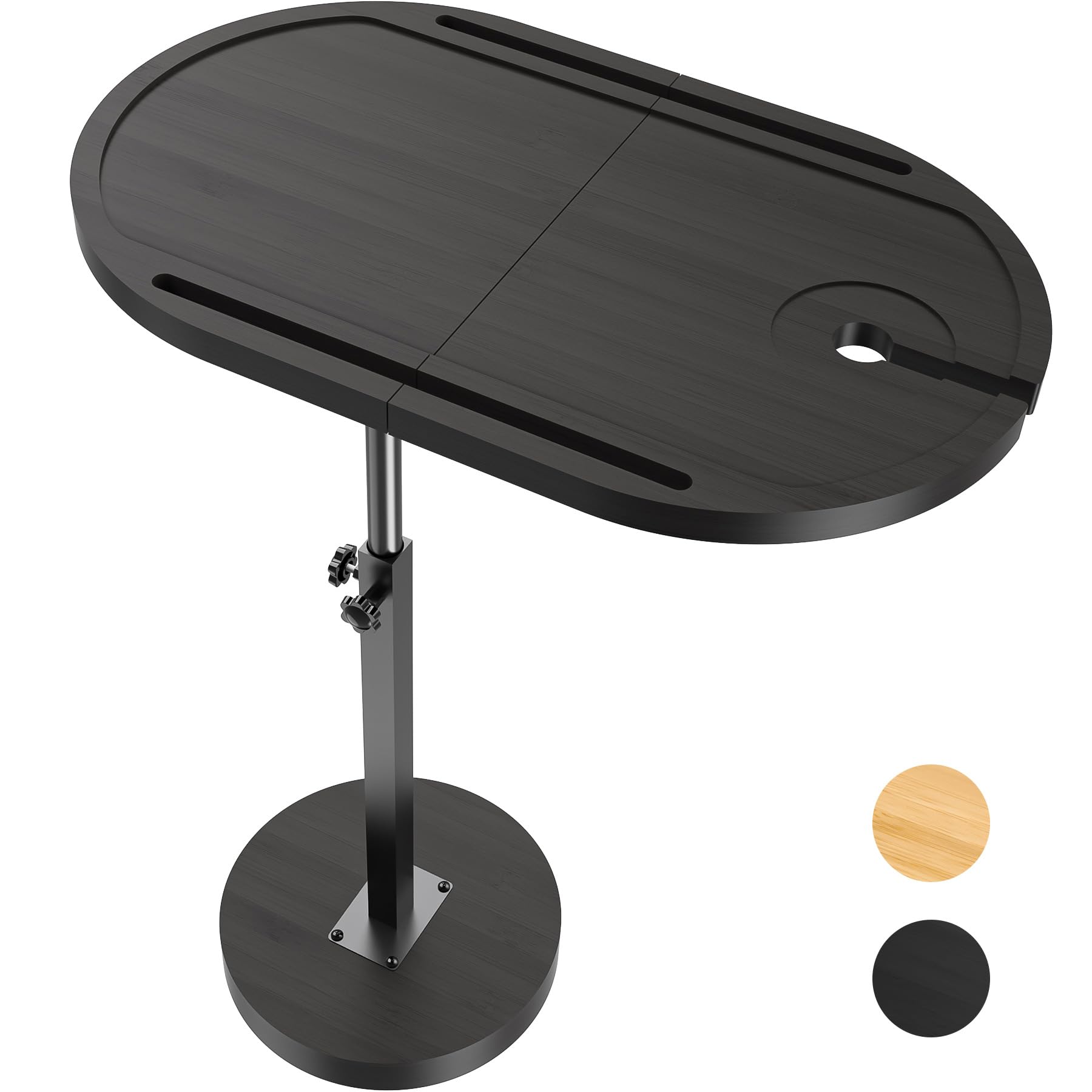 Photo 1 of *** notes*** NiHome Bamboo Large Swivel TV Tray Table with Thickened Stable Non-Tipping Base, Adjustable Height Couch End Table Tray 360° Rotating for Bedside Sofa Bathtub Side Balcony (Black)