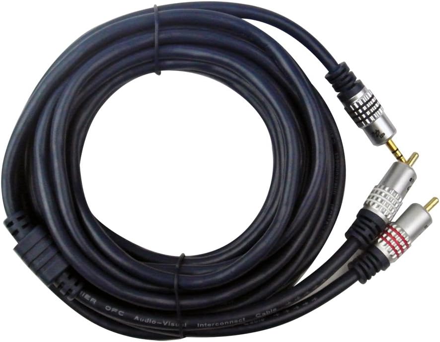 Hentek Goldplated Excellent DC 3.5 M -2RCA M H Stereo Audio Cable 15feet Navy Blue
