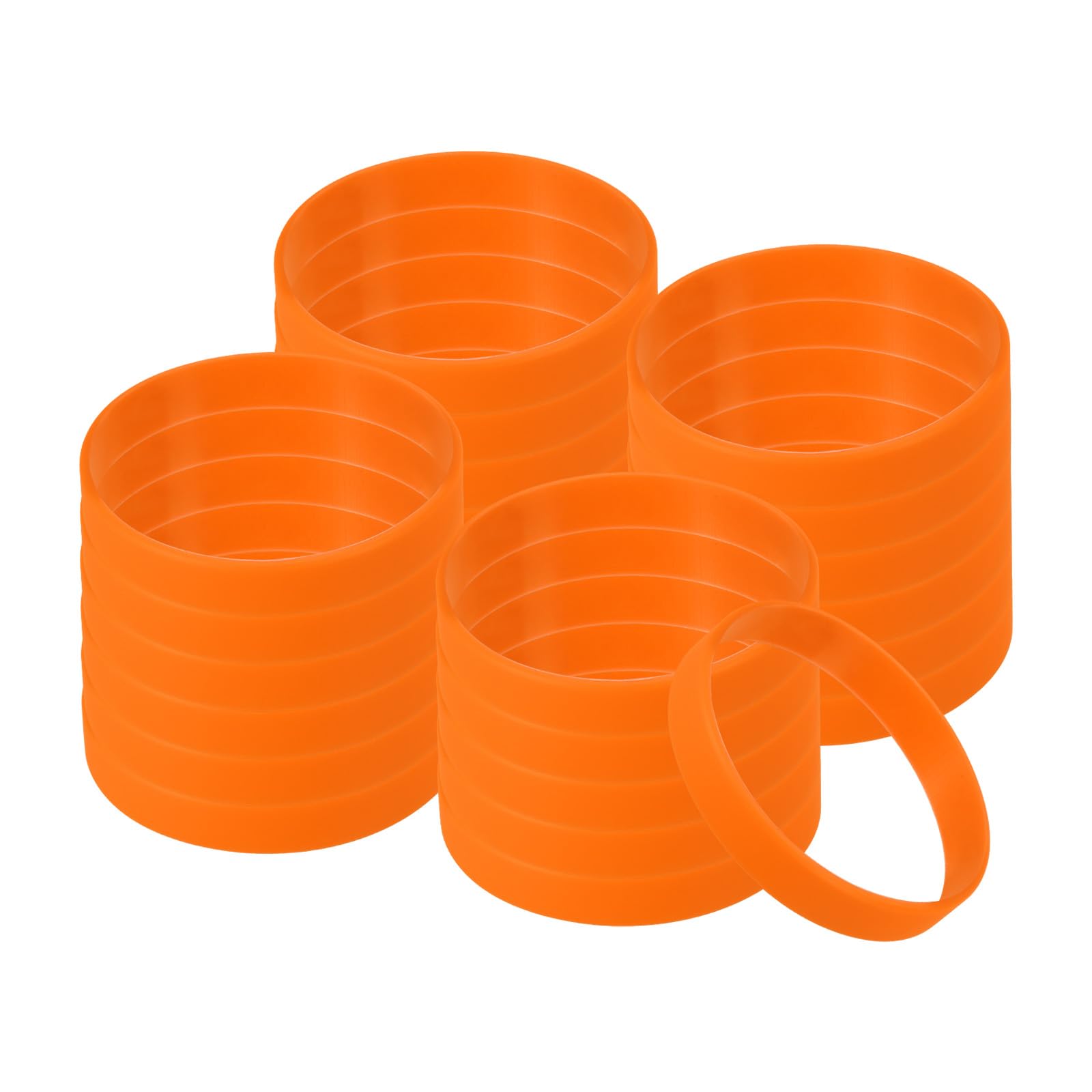PATIKIL Silicone Bracelets, 100 Pack Colored Rubber Wristbands Blank Stretch Sports Bands for Adults Teen Sports Team Games, Orange