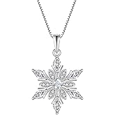 Aprila Snowflake Necklace 925 Sterling Silver Winter Pendant with Chain with 5A Cubic Zirconia Jewelry for Women