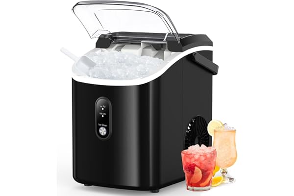 Kndko Nugget Ice Maker Countertop,34lbs/Day,Portable Crushed Ice Machine,Self Cleaning with One-Click Design & Removable Top 