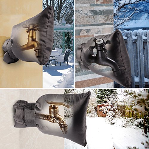 Outdoor Winter Faucet Cover Freeze Protection Socks With Upgraded Materials Set of 2(Black)