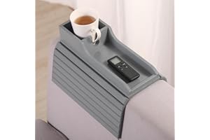 GEHE Bamboo Couch Cup Holder, Anti-Spill Sofa Arm Tray, Natural and Easy to Clean Couch Arm Cup Holder Armrest Tray Perfect for Cups, Beers, Snacks, Remote Control, Drinks