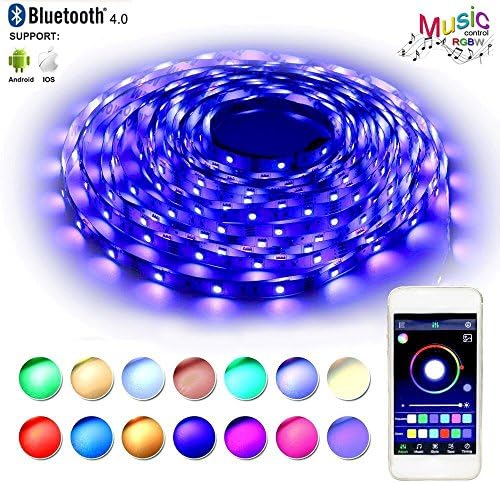 RaThun Bluetooth Led Strip Lights 10M 32.8 Ft 5050 RGB 300 Leds Flexible Color Changing Full Kit with Bluetooth Smartphone App Controller,12V 5A Power Supply for Home lighting Decorative