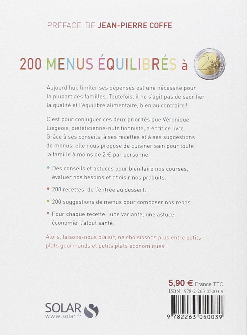 200 Menus Equilibres A Moins De 2 Euros Amazon Fr Liegeois Veronique Livres