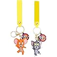 Zgwafdww Animal Plastic Keychain Set - Adorable Cat and Mouse Designs, Perfect for Backpacks and Keys.(2.2inches pack of 2