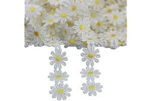 IDONGCAI Daisy Flower Lace Trim Embroidered DIY Handmade Patchwork Ribbon Sewing Supplies Crafts 2.5CM Wide 7Yards Yellow