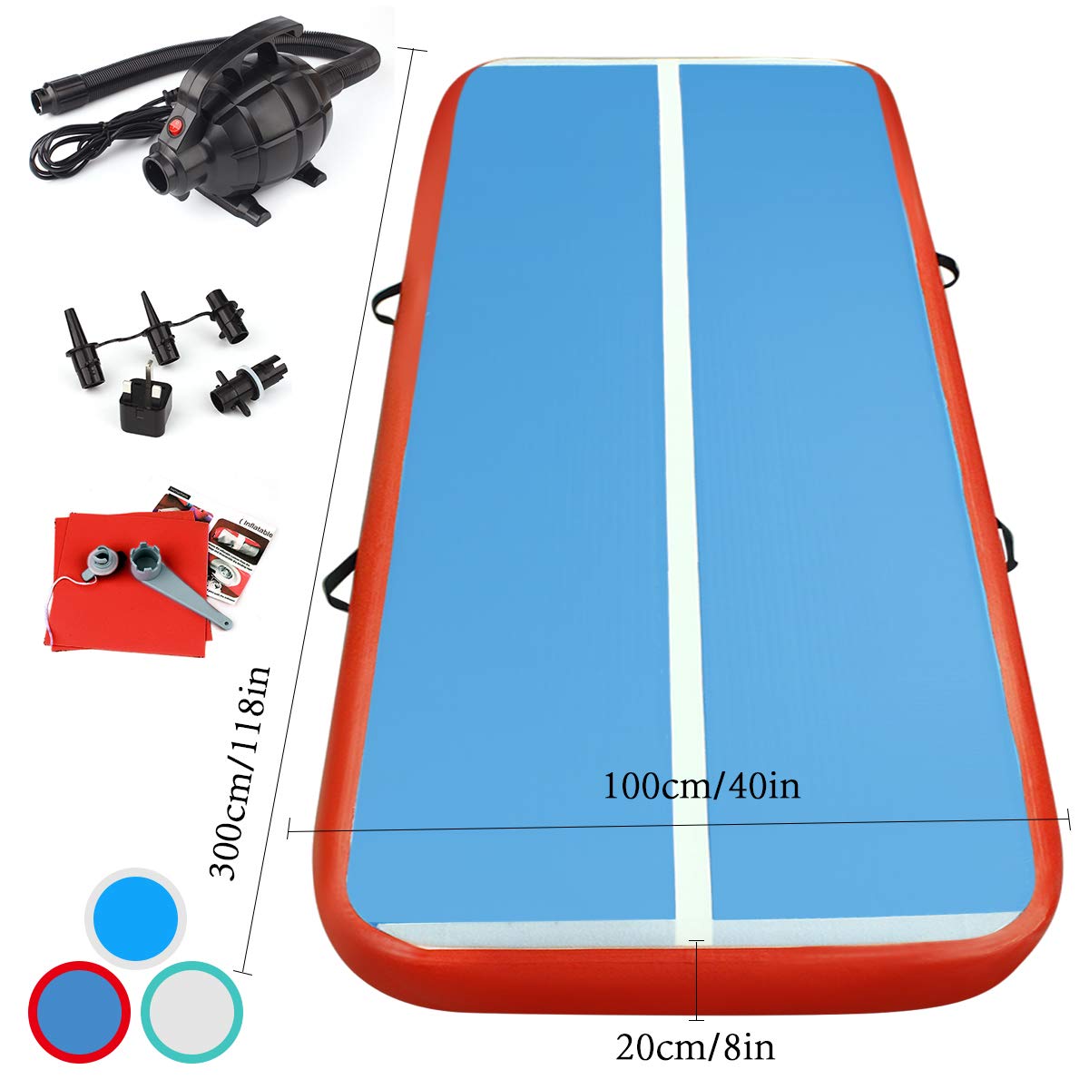 Tappetino Allenamento Gonfiabile COSTWAY 3m | Per Fitness E Yoga | Con Compressore Incluso - Foto 12