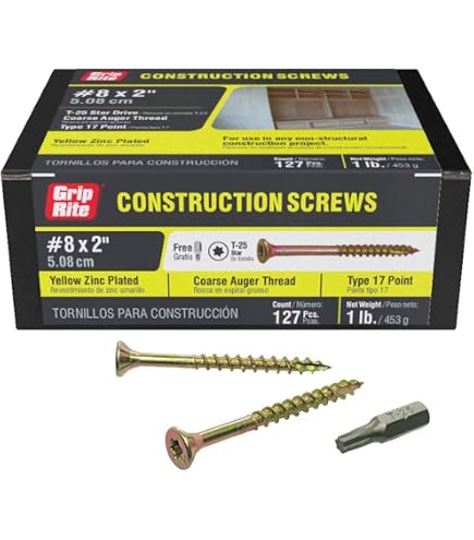 Grip Rite Prime Guard Viti Per Esterno 8 X 1-5/8" (20,3 Cm) - Marrone - Con Driver Bit Star T-20 - 3
