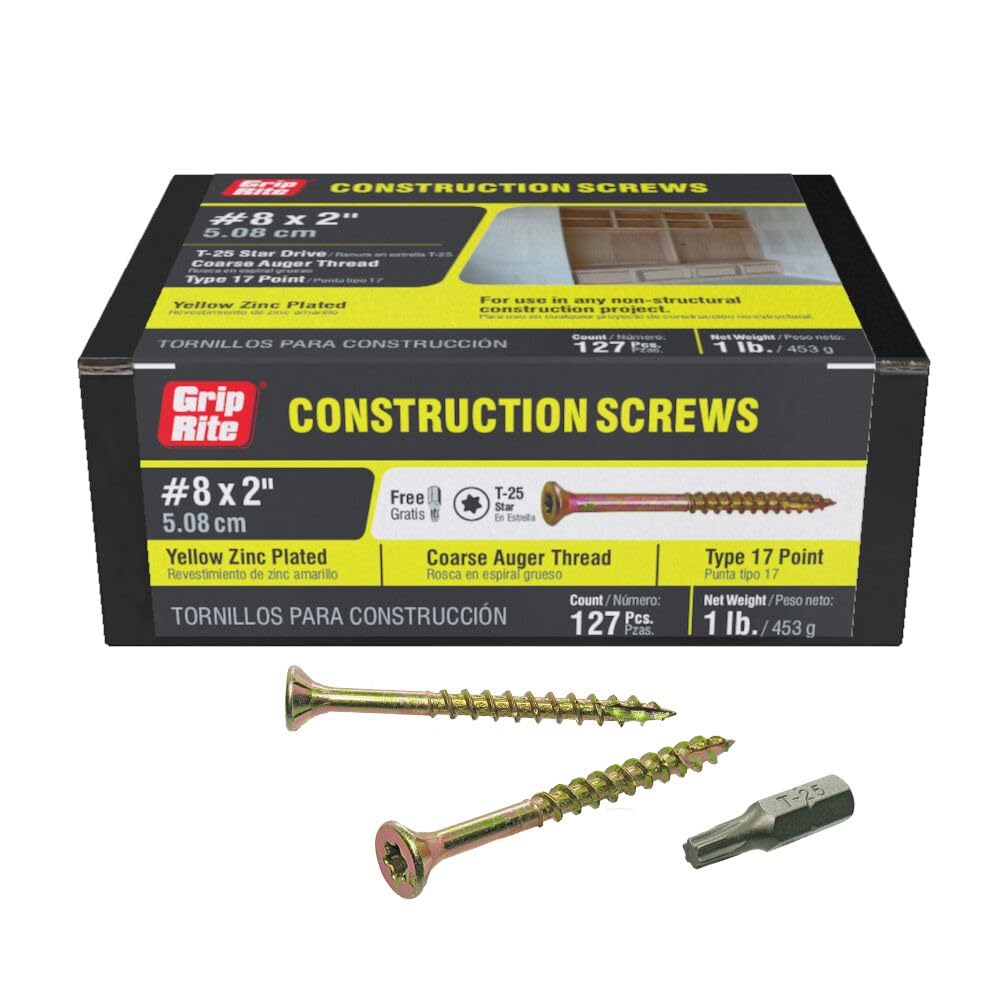 PRIMESOURCE 2GCS1 1LB Box: #8 x 2" Gold Construction Screws for Wood & Decking