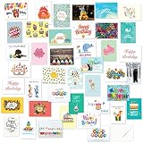 40 Birthday Cards Assortment with Envelopes - Blank Inside - Men Women Kids Parents Coworkers