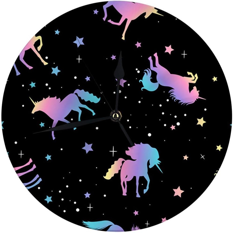 Hellophone21 Modern Decorative Round Wall Clock Unicorn and