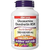 Webber Naturals Glucosamine Chondroitin MSM, Double Strength, 120 Tablets, Helps Relieve Joint Pain Associated with Osteoarth