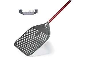 14 Inch Perforated Pizza Peel, Aluminum Alloy 4 Color Handle Tool Shovel, Oven Hard Anodized Spatula, High Temperature Resist