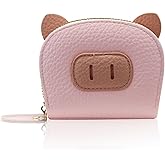 AfitLulu Small Credit Card Holder for Women, Accordion-Style Card Slot Credit Card Case with Cute Pig Appearance, Ladies Purse for Travel, Dating (Pig, Pink)