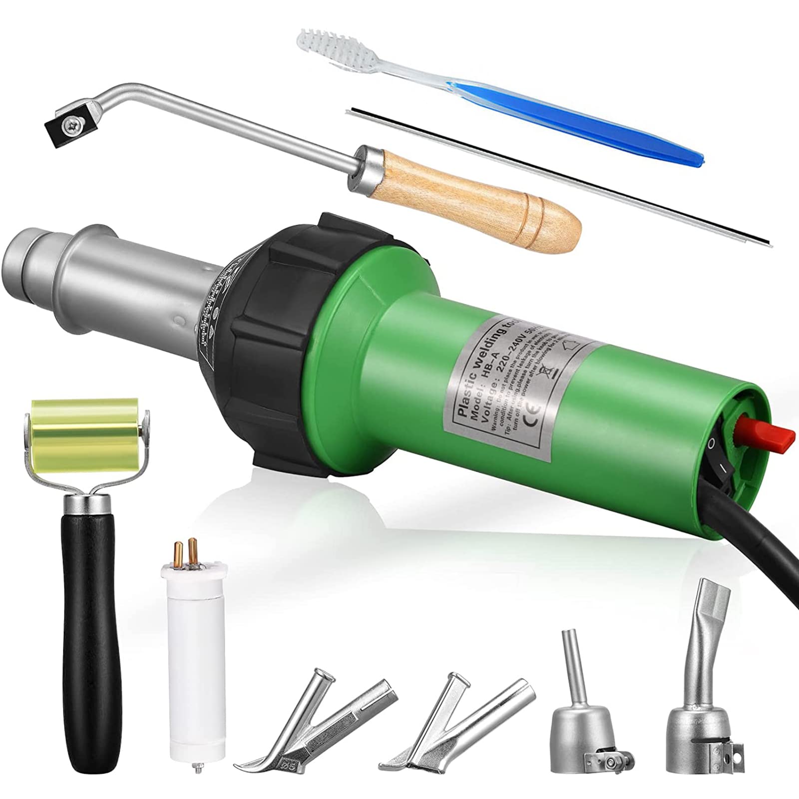 2 S SMAUTOP 1600W Plastic Welder Welding Hot Air Gun with Speed Nozzles Roller Pe PVC Plastic Rod UK Plug