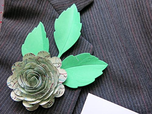 World Atlas Boutonniere, Travel Theme Wedding, Carnation Lapel Pin, Scalloped Rose Map Paper Flower