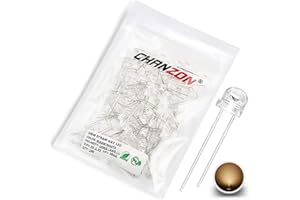 Chanzon 100 pcs 5mm Warm White Straw Hat LED Diode Lights (Clear Transparent Lens 3V 20mA) Bright Lighting Bulb Lamps Electronics Components Indicator Light Emitting Diodes