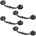 MY MIRONEY 4-Pack Drop Swing Cabinet Handles Antique Bronze Hanging Pulls Bail Drawer Pull Handles Dresser Ring Pulls - 4.02" Hole Centers
