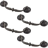 MY MIRONEY 4 Pack 4.09" Cabinet Pulls - Antique Bronze Drop Swing Handles - Zinc Alloy Rustproof Drawer Pulls for Kitchen, Dr