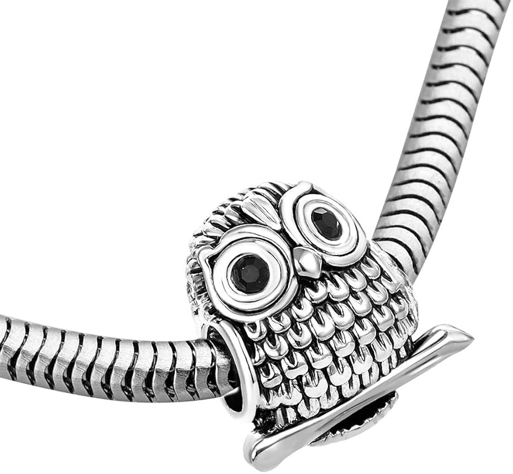 Black CZ Bird Owl Charm Compatible with Pandora Charms Bracelets Animal Beads Women Daughter Mothers Day Birthday Jewellery Gift Present - Image 5