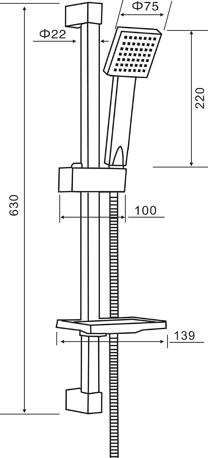 VeeBath Square Shower Riser Rail Kit - Image 4