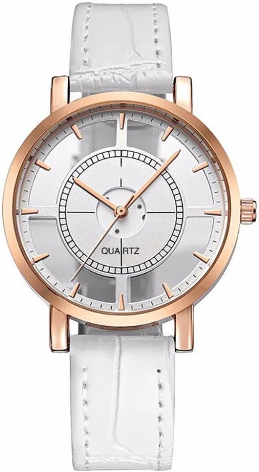 Hmeng Women Luxury Business Watches Neutral Personality Simple Analog Wrist Delicate Unique Hollow Watch (White)