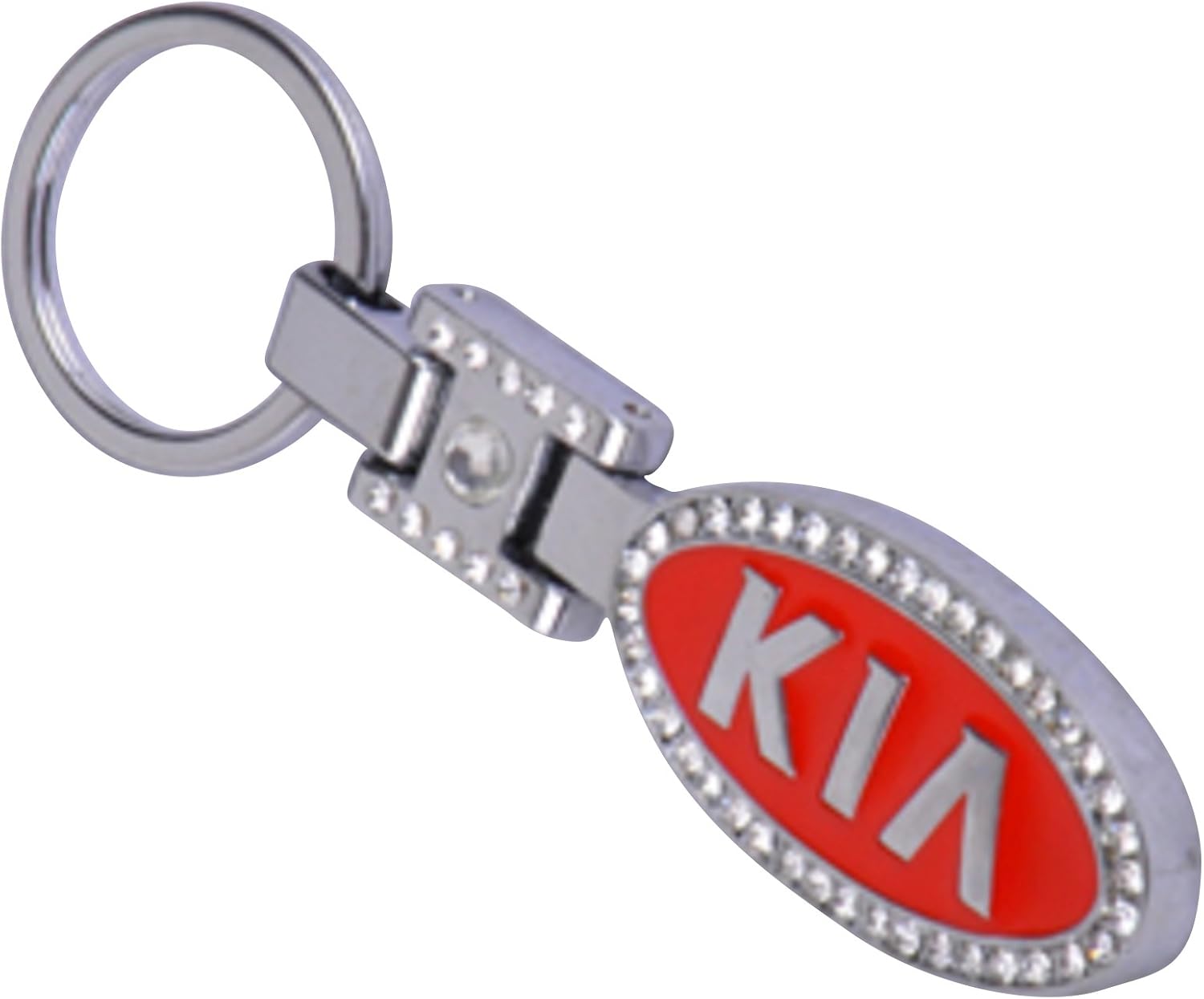 KIA CAR LOGO KEYCHAIN SILVER AND CRYSTAL RHINESTONE EMBLEM KEYRING