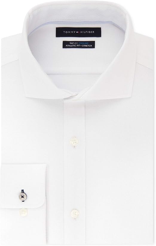 tommy hilfiger men's athletic fit performance stretch th flex collar dress shirt