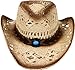 AbbyLexi Men & Women's Western Style Cowboy Cowgirl Straw Hat with Bull Big Bead Band