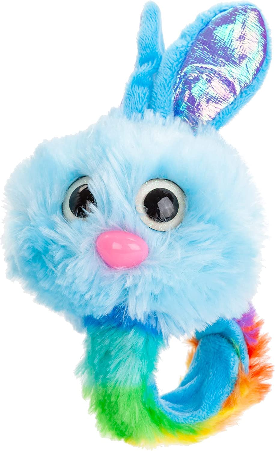 PMS VFM - Slap Band Bunny Turquoise Fluffy Rabbit Slap Band for Kids - Brightly Coloured Children's 31cm One Size Fits All Adjustable Snap Strap Bracelet Easter Bunny Accessory Toy