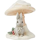 Enesco Jim Shore Heartwood Creek White Woodland Bunny Under Mushroom Miniature Figurine- Stone Resin Hand Painted Crafted Collectible Mini Figurines Home Decor Statue, 4.13 Inch