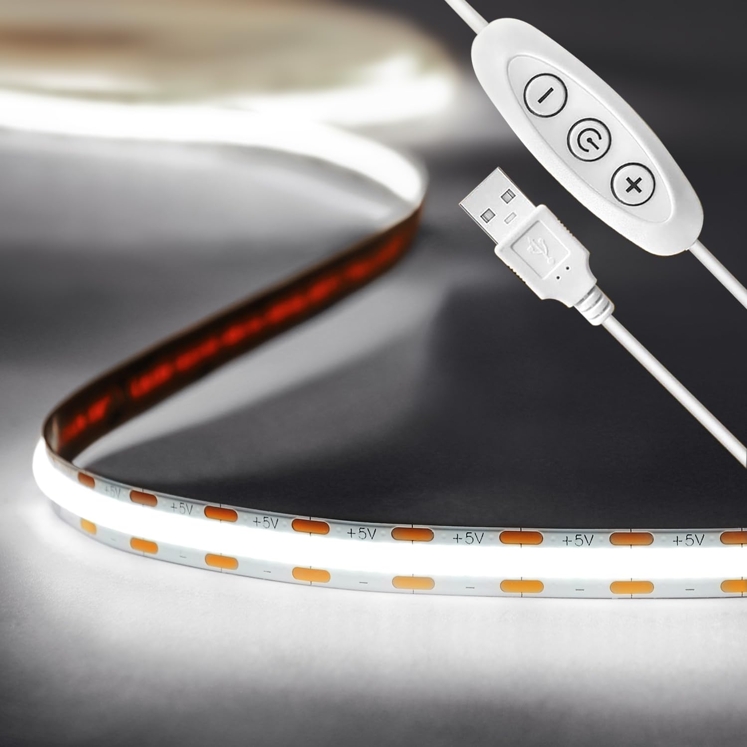 Tayire USB 2m 5V COB LED Strip Light 960LEDs Dimmable LED Tape CRI90+ 8mm Width Flexible TV Backlight, Kitchen Under Counter/Cabinet/Wardrobe/Cupboard/Stairs Step Light — image 1