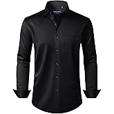 Alimens 
Gentle Men
s Dress Shirts Long Sleeve Wrinkle-Free Stretch Shirts Solid Formal Button Down Shirt with Pocket