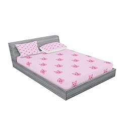 Lunarable Pig Fitted Sheet & Pillow Sham Set, Pig