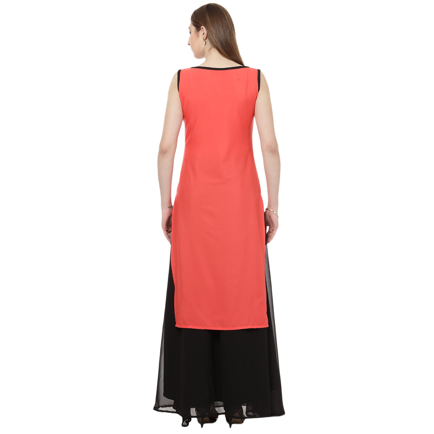 ziyaa women's pink digital straight crepe kurta